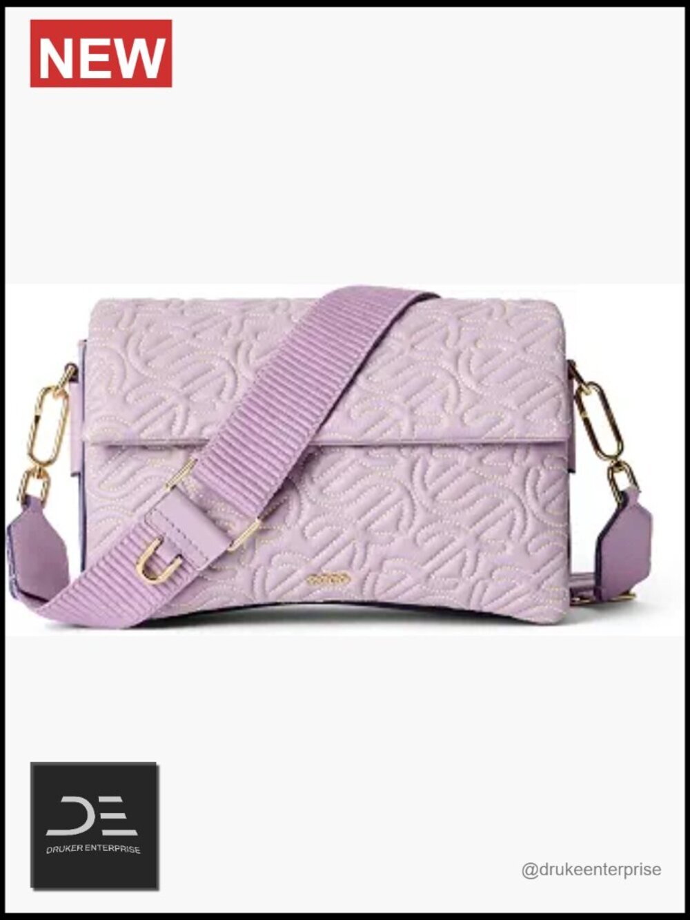 Large Crossbody Bag in Leather with Quilted Wave Pattern